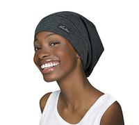 FocusCare ADJUST-2 Gorro de dormir ajustable con forro de satén para rastas, pelo rizado, talla L, Talla única Gris oscuro veteado ]