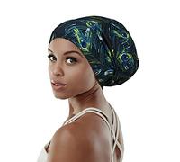 FocusCare Gorro de dormir ajustable con forro de satén, pelo rizado extra grande para mujer, disponible día y noche, Color negro y verde., Talla única
