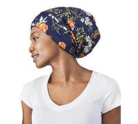 FocusCare - Gorro de dormir ajustable, pelo rizado para mujer, extra grande, forrado con satén, disponible día y noche, azul y naranja, Talla única
