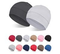 FocusCare Gorros de viscosa de bambú 100 % para hombres y mujeres, gorro ligero para dormir para quimioterapia y pérdida de cabello, 2 piezas/4 unidades, Gris oscuro y gris claro, Talla única