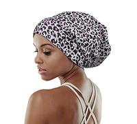 FocusCare Satin Cap for Black Women Frizzy Hair Beanie Curly Headwear Sleep Hats White with Black