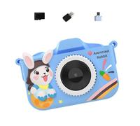 Focusing - Cámara para niños de 32 G, compatible con doble lente para fotografía, reproductor de MP3, juguete educativo con 28 marcos de fotos, cámara azul para niños