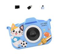 Focusing - Cámara para niños de 32 G, compatible con doble lente para fotografía, reproductor de MP3, juguete educativo con 28 marcos de fotos, cámara azul para niños