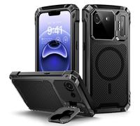Focusor para Funda iPhone 16e con Pantalla Incorporado, Soporte para Cámara Carcasa Metal Armor Antigolpes Militar 360 Grados Completa Resistente Irrompible Robusta Blindada Case, Negro
