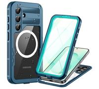 Focusor para Funda Samsung Galaxy S25 Impermeable IP68, Magnética Carcasa 360 Grados Antigolpes Robusta Militar Completa Estanca Antipolvo Acuatica con Protector Pantalla Integrado, Azul