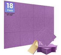 Focusound Paquete de 18 paneles a prueba de sonido para paredes, paneles acústicos autoadhesivos que absorben el sonido, paneles de pared cuadrados de alta densidad insonorizados de 12 x 12 x 0.4