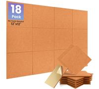 Focusound Paquete de 18 paneles a prueba de sonido para paredes, paneles acústicos autoadhesivos que absorben el sonido, paneles de pared cuadrados de alta densidad insonorizados de 12 x 12 x 0.4