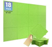 Focusound Paquete de 18 paneles de espuma a prueba de sonido para paredes, paneles acústicos autoadhesivos que absorben el sonido, paneles de pared cuadrados verdes de alta densidad insonorizados de