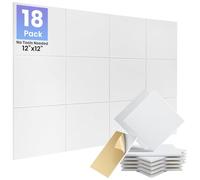 Focusound Paquete de 18 paneles de espuma a prueba de sonido para paredes, paneles acústicos autoadhesivos que absorben el sonido, paneles de pared cuadrados blancos de alta densidad insonorizados, 12
