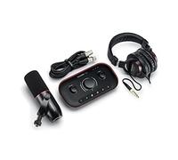 Focusrite Audio Interface, Black, Vocaster Two Studio | Interfaz de podcasting para anfitrión de grabación e invitado, con micrófono dinámico Vocaster DM14v y auriculares HP60v