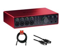 Focusrite Scarlett 18i16 USB-C Audio/MIDI Interfaz (4ª generación) Paquete con cable XLR- XLR (paquete de 2), cable midi Hosa Mid-310 negro de 10 pies (paquete de 2)