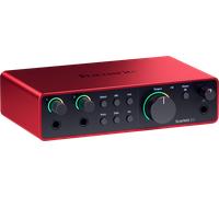 Focusrite Scarlett 2i2 4.ª gen. interfaz de audio USB para grabar, componer, retransmitir y emitir pódcast. Grabación con sonido de estudio y alta fidelidad y todo el software que necesitas