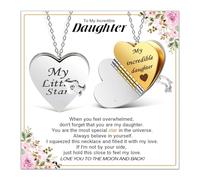 Focxoio Collar de corazón con 6 páginas de información grabada para novia, hija, nieta, regalos para cumpleaños, Navidad, día de San Valentín, Acero inoxidable