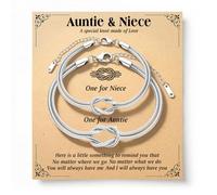 Focxoio Pulseras a juego para mamá, hija, abuela, nieta, sobrina, hermana mayor y pequeña, juego de 2 pulseras de nudo de amor para mujeres y niñas, 26cm, Acero inoxidable