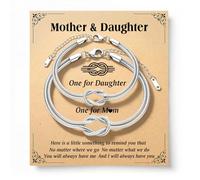 Focxoio Pulseras a juego para mamá, hija, abuela, nieta, sobrina, hermana mayor y pequeña, juego de 2 pulseras de nudo de amor para mujeres y niñas, Acero inoxidable