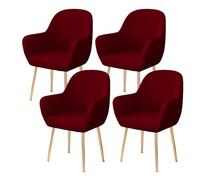 Fodera Sedia da Pranzo Elasticizzata Morbida Copertura Rimovibile per Soggiorno Fodera Lavabile en Spandex Vino Rosso Set di 4 Pezzi per Ufficio e Sala da Pranzo
