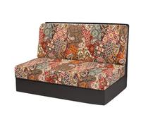 Fodere per Cuscini Sala da Pranzo Camper Set di 2, Motivo Foglie Tropicali Geometria Boemia, Fodere Elastiche Antiscivolo per Sedili Roulotte, Traspiranti, Facili da Installare e Lavabili (Style 7)