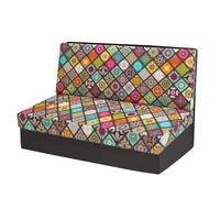 Fodere per Cuscini Sala da Pranzo Camper Set di 2, Motivo Foglie Tropicali Geometria Boemia, Fodere Elastiche Antiscivolo per Sedili Roulotte, Traspiranti, Facili da Installare e Lavabili (Style 3)