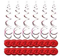 Fodlon 18pcs Serpentinas Cumpleaños Espiral, Decoraciones Techo Forma Remolino, Reutilizables Adornos Colgar Remolino para Baby Shower, Boda, Navidad, Fiesta (Rojo)