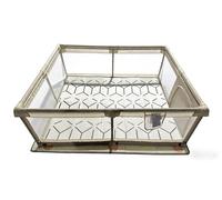 Fodoss Parque infantil Para Bebe Acolchado - Parque Bebe Acolchado con 4 Anillos,Corralito bebe con Base Antideslizante y Puerta con Cremallera(Beige)