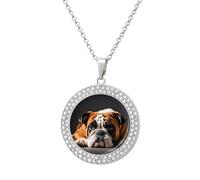 FodPand A Sad Bulldog - Collar de diamantes para mujer, novia, mamá, cadena de cable de 20 pulgadas, collar con colgante redondo conmemorativo para pareja, joyería de amistad, cumpleaños, aniversario
