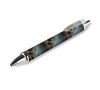 FodPand Bolígrafos retráctiles con clip de bolsillo, bolígrafo de gel negro, punta fina de 0,5 mm, tinta líquida de secado rápido, animales verdes sobre madera, bolígrafos de escritura suave