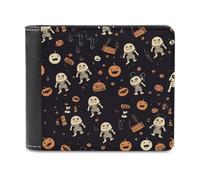 FodPand Bonitas carteras de cuero con patrón de Halloween para hombres y mujeres, tarjetero de crédito, billetera delgada con 6 ranuras para tarjetas