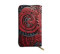 FodPand Cartera ultrafina de piel sintética para mujeres y hombres, con cremallera, tarjetero de crédito, bolso de mano largo con flor de lis y brazos para abrigo, bolso de caballero, Patrón tribal