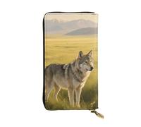 FodPand Cartera ultrafina de piel sintética para mujeres y hombres, con cremallera, tarjetero de crédito, bolso de mano largo con diseño abstracto de tiburones, lobo, One Size, Clásico