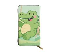 FodPand Cartera ultrafina de piel sintética para mujeres y hombres, con cremallera, tarjetero de crédito, bolso largo de mano con bandera de águila, Alligator, One Size, Clásico