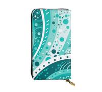 FodPand Cartera ultrafina de piel sintética para mujeres y hombres, con cremallera, tarjetero de crédito, bolso de mano largo con flor de lis y brazos para abrigo, bolso de caballero, Círculo turquesa