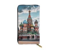 FodPand Cartera ultrafina de piel sintética para mujeres y hombres, con cremallera, tarjetero de crédito, bolso de mano largo con flor de lis y brazos para abrigo, bolso de caballero, Catedral de San