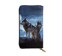 FodPand Cartera ultrafina de piel sintética para mujeres y hombres, con cremallera, tarjetero de crédito, bolso largo de mano para aviones, Lobos, One Size, Clásico
