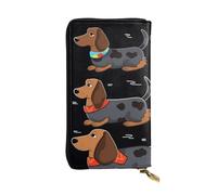 FodPand Cartera ultrafina de piel sintética para mujeres y hombres, con cremallera, tarjetero de crédito, bolso de mano largo, diseño de búho azul, I Love My Dog Dachshunds, One Size, Clásico