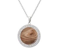 FodPand Collar de diamante de grano de madera para mujer, novia, mamá, cadena de cable de 20 pulgadas, collar con colgante redondo, conmemorativo, pareja, amistad, joyería, cumpleaños, aniversario