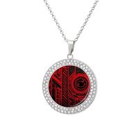 FodPand Collar de diamante negro y rojo para mujer, novia, mamá, cadena de cable de 50,8 cm, collar con colgante redondo, conmemorativo, pareja, amistad, joyería, cumpleaños, aniversario, boda