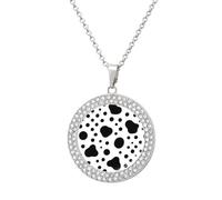 FodPand Collar de diamantes con patrón de vaca para mujer, novia, mamá, cadena de cable de 20 pulgadas, collar con colgante redondo, conmemorativo, pareja, amistad, cumpleaños, aniversario, boda