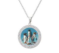 FodPand Collar de diamantes de animales para mujer, novia, mamá, cadena de cable de 20 pulgadas, collar con colgante redondo, conmemorativo, pareja, amistad, joyería, cumpleaños, aniversario, boda