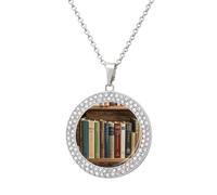 FodPand Collar de diamantes para mujer, novia, mamá, cadena de cable de 20 pulgadas, collar con colgante redondo, conmemorativo, pareja, amistad, cumpleaños, aniversario, boda, recuerdo, regalos