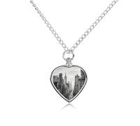 FodPand Collar de urna con estampado de Nueva York negro personalizado para cenizas, collar conmemorativo para mascotas con kit de relleno, cadena ajustable de 27.6 pulgadas, joyería funeraria