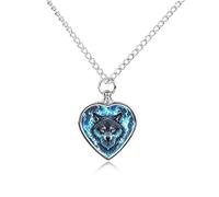FodPand Collar personalizado con urna de cabeza de lobo para cenizas, collar conmemorativo para mascotas con kit de relleno, cadena ajustable de 27.6 pulgadas, joyería funeraria, joyería de cremación