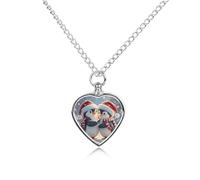 FodPand Collar personalizado de urna para mascotas, acero de titanio, abrazando pingüinos, joyería de cremación con kit de embudo, collar conmemorativo, regalo de recuerdo, colgante de foto