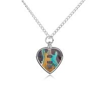 FodPand Collar personalizado de urna para mascotas, acero de titanio, guitarra eléctrica, joyería de cremación con kit de embudo, collar conmemorativo, regalo de recuerdo, colgante de foto