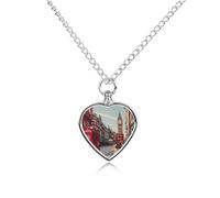 FodPand Collar personalizado de urna para mascotas, acero de titanio, joyería de cremación de la calle Londres roja con kit de embudo, collar conmemorativo, regalo de recuerdo, colgante con foto