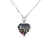 FodPand Collar personalizado de urna para mascotas, acero de titanio, joyería de cremación de la ciudad de Nueva York con kit de embudo, collar conmemorativo, regalo de recuerdo, colgante de foto