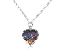 FodPand Collar personalizado de urna para mascotas, acero de titanio, joyería de cremación nocturna de Nueva York con kit de embudo, collar conmemorativo, regalo de recuerdo, colgante de foto