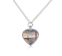 FodPand Collar personalizado de urna para mascotas, acero de titanio, puente de puerta dorada, joyería de cremación con kit de embudo, collar conmemorativo, regalo de recuerdo, colgante de foto