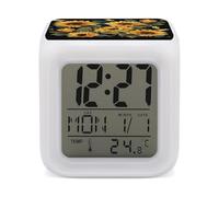 FodPand Girasol Thank You for Brightening My Life - Reloj despertador digital para dormitorio, con luz nocturna que cambia de color, pantalla LED grande, reloj de escritorio para decoración de