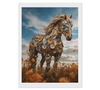 FodPand Kit de pintura de diamantes de un caballo en el campo para adultos principiantes, kit de arte de diamante cuadrado 5D con herramientas de bricolaje, manualidades de arte de gemas para