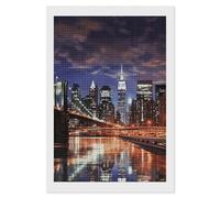 FodPand New York Night - Kits de pintura de diamantes para adultos, principiantes, 5D, cuadrados, con herramientas de bricolaje, manualidades de arte de gemas para decoración de pared del hogar, sala